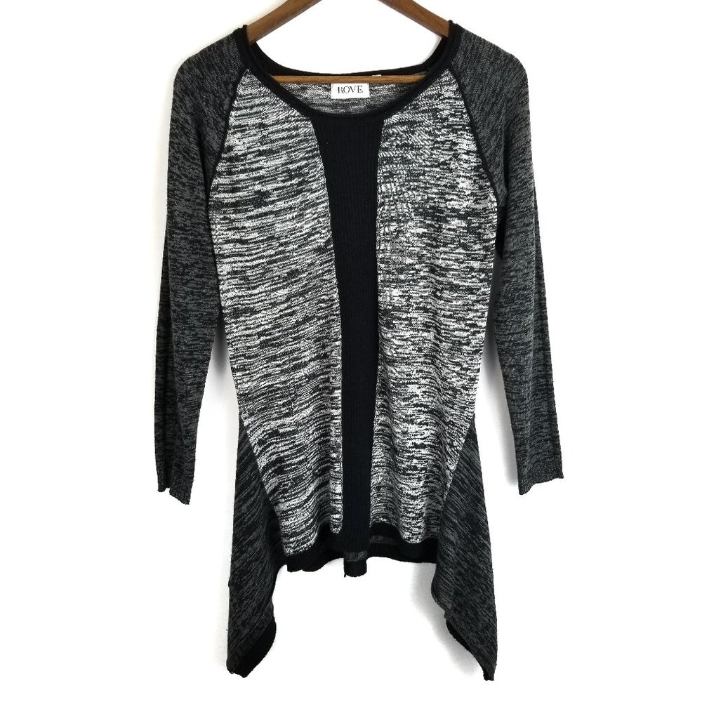 🐧Rove Asymmetrical Hem Mixed Media Sweater Top